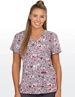 Meowed Mixed Scrub Top